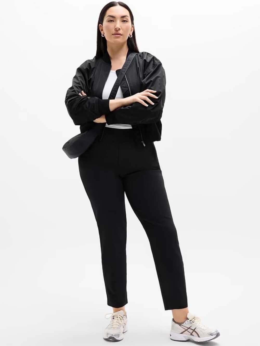 Athleta Endless High Rise Pant Black Straight Leg Ankle Trousers SIZE 16